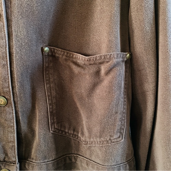 Democracy Chocolate Brown Boxy Oversized Button Up Lightweight Jacket | Large - Picture 4 of 8